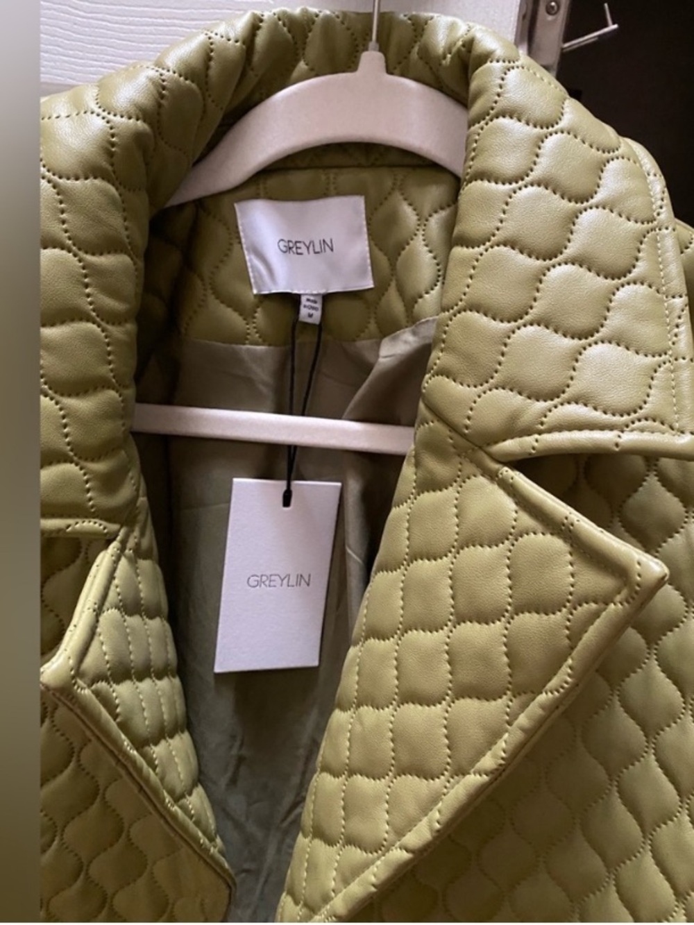 RARE Greylin quilted vegan leather green jacket NWT - Picture 5 of 5